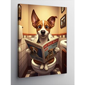 Kanvas Tablo Gazete Okuyan Köpek