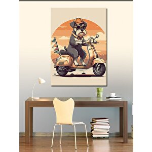 Kanvas Tablo Vespa Süren Köpek 70x100 cm