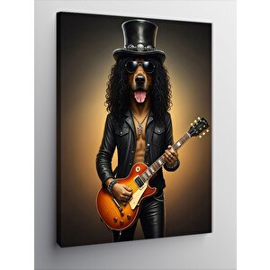 Kanvas Tablo Gitarist Şapkalı Köpek