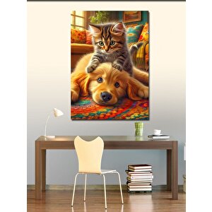 Kanvas Tablo Kediler Ve Köpek