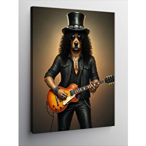 Kanvas Tablo Rock Gitarist Köpek 100x140 cm