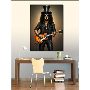 Kanvas Tablo Rock Gitarist Köpek 100x140 cm