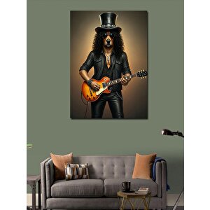 Kanvas Tablo Rock Gitarist Köpek 100x140 cm