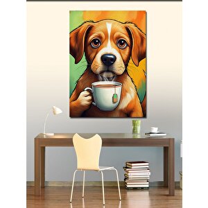 Kanvas Tablo Kahve İçen Köpek
