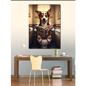 Kanvas Tablo Gazete Okuyan Köpek 70x100 cm