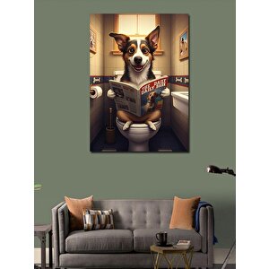 Kanvas Tablo Gazete Okuyan Köpek 70x100 cm