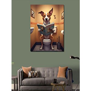 Kanvas Tablo Gazete Okuyan Köpek 70x100 cm