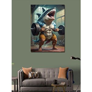 Kanvas Tablo Ağırlık Kaldıran Köpek Balığı 100x140 cm