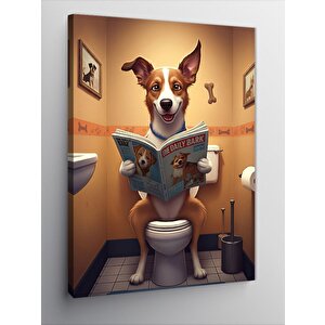 Kanvas Tablo Gazete Okuyan Köpek