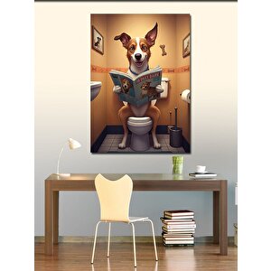 Kanvas Tablo Gazete Okuyan Köpek