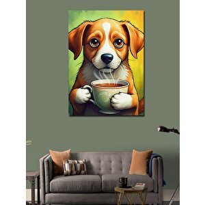 Kanvas Tablo Kahve İçen Köpek