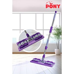 Pony Mandalli Mop Mi̇krofi̇ber Yüzey Temi̇zli̇k Seti̇ Paspas Yer Duvar Cam Kiskaçli Kli̇psli̇