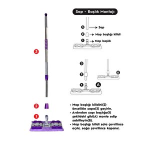 Pony Mandalli Mop Mi̇krofi̇ber Yüzey Temi̇zli̇k Seti̇ Paspas Yer Duvar Cam Kiskaçli Kli̇psli̇