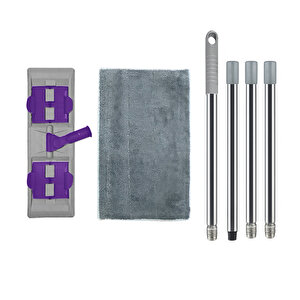 Pony Mandalli Mop Mi̇krofi̇ber Yüzey Temi̇zli̇k Seti̇ Paspas Yer Duvar Cam Kiskaçli Kli̇psli̇