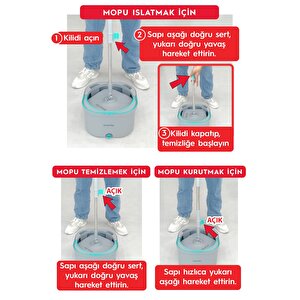Smarter aqua Max Temi̇z & Ki̇rli̇ Suyu Ayirma Özelli̇ği̇ Çi̇ft Kova Otomati̇k Temi̇zli̇k Seti̇ Mop Paspas