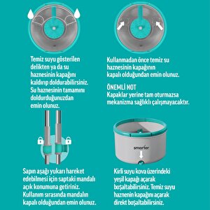 Smarter Aqua Flat Temi̇z Ve Ki̇rli̇ Suyu Ayirma Özelli̇ği̇ Otomati̇k Temi̇zli̇k Seti̇ Tablet Mop Paspas