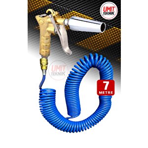 7 Metre Yeni  Nesil Kompresör Spiral Hava Hortumu 8 Mm 7mt Hava Jakı  Hava Tabancası Recor Seti