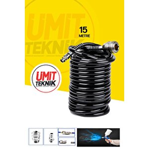 15 Metre Kompresör Spiral Hava Hortumu 8 Mm Hava Tabancası Recor Set Jak Takım