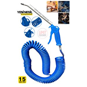 15 Metre  Uzun Hava Tabancası Yeni Nesil  Spiral Hava Hortumu Kompresör Hava Tabancası Set-15 Metre