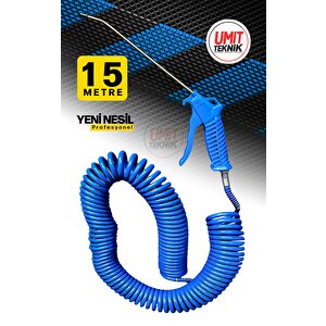 15 Metre  Uzun Hava Tabancası Yeni Nesil  Spiral Hava Hortumu Kompresör Hava Tabancası Set-15 Metre