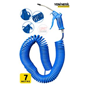 7 Metre Hava Tabancası Yeni Nesil  Spiral Hava Hortumu Kompresör Hava Tabancası Set-7 Metre
