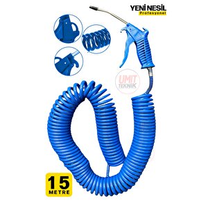 15 Metre Hava Tabancası Yeni Nesil  Spiral Hava Hortumu Kompresör Hava Tabancası Set-15 Metre