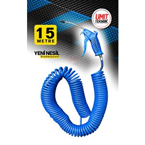 15 Metre Hava Tabancası Yeni Nesil  Spiral Hava Hortumu Kompresör Hava Tabancası Set-15 Metre