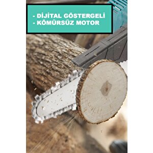 Alman Dijital Gösterge Otomatik Yağlamalı  Şarjlı El Testeresi Ağaç Odun Dal Kesme Budama
