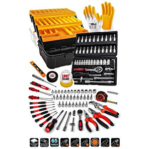 Lüks  Seri  65 Pcs Full Takım 46lokma Set Penseyankeski,tornavida Set,3 Metre Combo Seti Takım