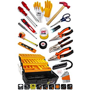 Lüks Combo Seri 36pcs Full Takım Penseyankeski,tornavida Set,3 Metre ,çekiç,eldiven Combo Seti Takım