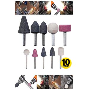 Hobi Gravürdremel Taşlama Ucu Mini Metal Ahşap Oyma Seti Parlatma Çapak Alma 10 Parça Matkap Uyumlu
