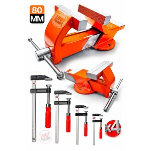 Kırılmaz Gövde 5parça Masa Tezgah Mengenesi 80mm+ F 150mm Ahşap Çelik Mobilyacı Işkencesi Kıskaç Set