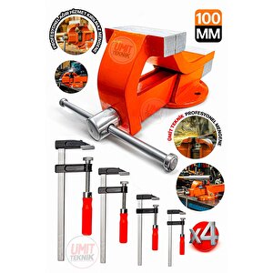 Kırılmaz 100mm+f 150mm Gövde 5parça Masa Tezgah Mengenesi Ahşap Çelik Mobilyacı Işkencesi Kıskaç Set