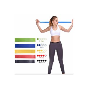 Pilates Bandı Plates Egzersiz Direnç Lastiği 5'li Set