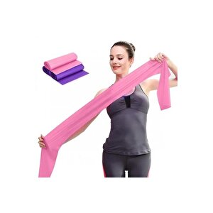 Pembe Pilates Bandı Jimnastik Pilates Lastiği 120x15 Cm Egzersiz Aerobik Bant 1 Adet