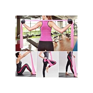 Pembe Pilates Bandı Jimnastik Pilates Lastiği 120x15 Cm Egzersiz Aerobik Bant 1 Adet