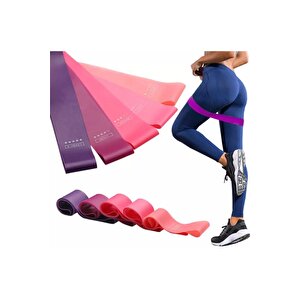 5'li Aerobik Bandı Latex Bant Set Pilates Yoga Lastiği