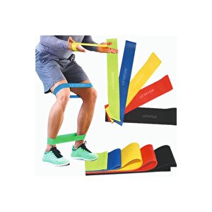Latex 5'li Aerobik Pilates Direnç Egzersiz Bandı Squat Çalışma Lastiği Lyrbk-loop-set150