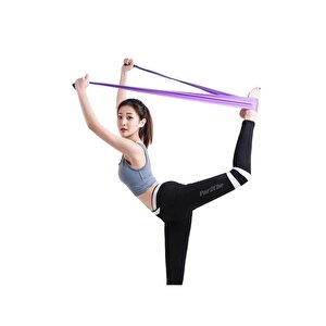 Pilates Bandı Jimnastik Plates Lastiği 150x7,5 Cm Egzersiz Aerobik Bant 1 Adet Mor