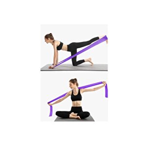 Pilates Bandı Jimnastik Plates Lastiği 150x7,5 Cm Egzersiz Aerobik Bant 1 Adet Mor