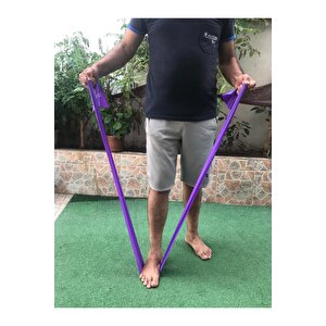 Pilates Bandı Jimnastik Plates Lastiği 150x7,5 Cm Egzersiz Aerobik Bant 1 Adet Mor