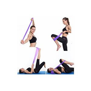 Pilates Bandı Jimnastik Plates Lastiği 150x7,5 Cm Egzersiz Aerobik Bant 1 Adet Mor