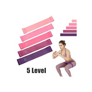 5 Li Farklı Dirençte Squat Bandı Hafif Orta Sert Pilates Aerobik Çalışma Lastiği Egzersiz Fitness