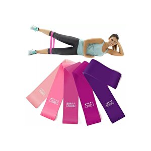 5 Li Farklı Dirençte Squat Bandı Hafif Orta Sert Pilates Aerobik Çalışma Lastiği Egzersiz Fitness