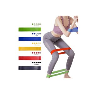 5'li Aerobik Bandı Lateks Bant Seti Pilates Yoga Lastiği Seti Çantalı