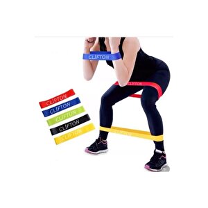 5 Li Farklı Dirençte Squat Bandı Hafif Orta Sert Pilates Aerobik Çalışma Lastiği Egzersiz Fitness