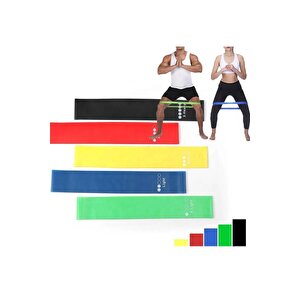 Pilates Direnç Egzersiz Bandı Squat Çalışma Lastiği 5 Li Set