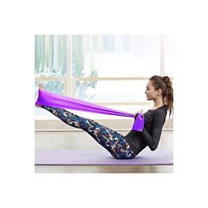Pilates Bandı Jimnastik Pilates Lastiği 120x15 Cm Egzersiz Aerobik Bant 1 Adet Mor