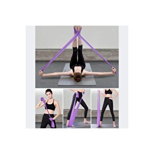 Pilates Bandı Jimnastik Pilates Lastiği 120x15 Cm Egzersiz Aerobik Bant 1 Adet Mor