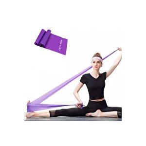 Pilates Bandı Jimnastik Plates Lastiği 150x15 Cm Egzersiz Aerobik Bant 1 Adet Mor